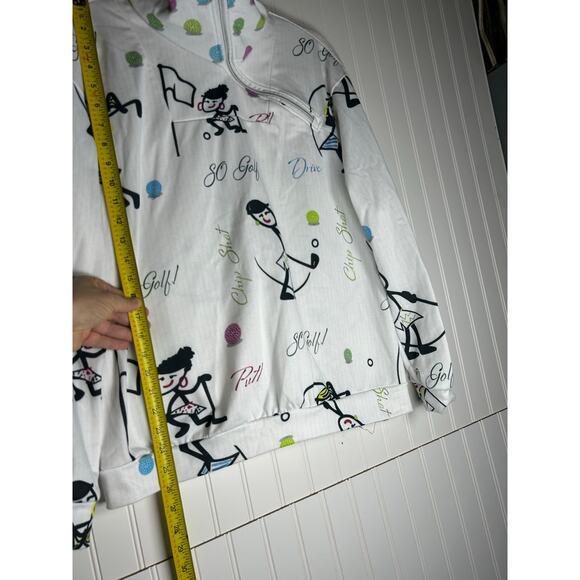 ACEGolfs Stickman Golfer Asymmetrical 1/4 Zip Pullover Women's Sz L  White - Picture 3 of 9